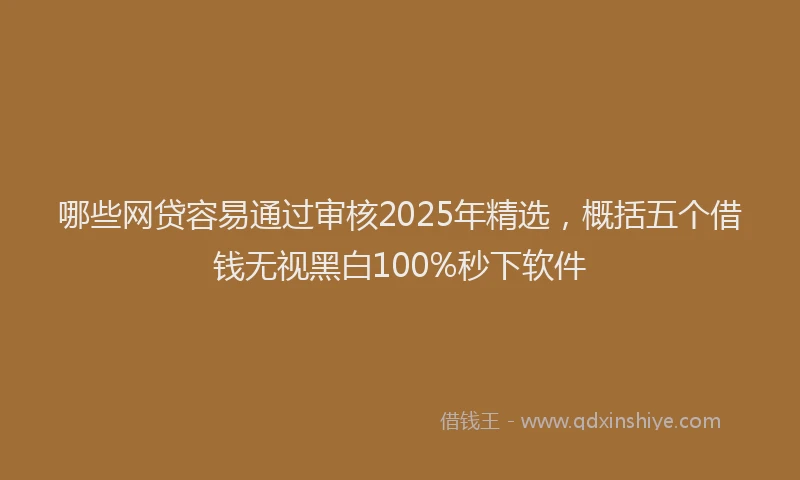 哪些网贷容易通过审核2025年精选，概括五个借钱无视黑白100%秒下软件