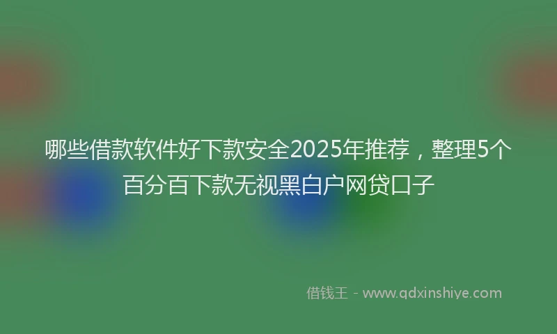 哪些借款软件好下款安全2025年推荐，整理5个百分百下款无视黑白户网贷口子
