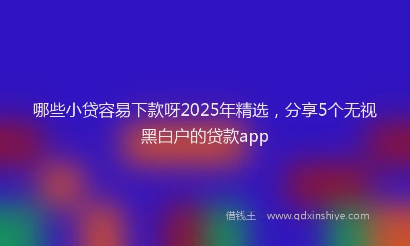 哪些小贷容易下款呀2025年精选，分享5个无视黑白户的贷款app