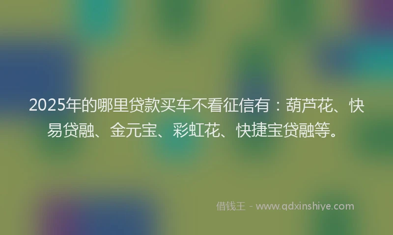 2025年的哪里贷款买车不看征信有：葫芦花、快易贷融、金元宝、彩虹花、快捷宝贷融等。