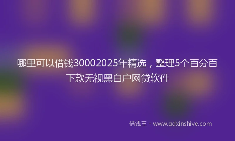 哪里可以借钱30002025年精选，整理5个百分百下款无视黑白户网贷软件