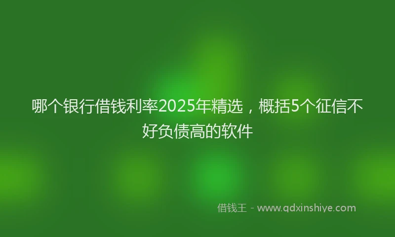 哪个银行借钱利率2025年精选，概括5个征信不好负债高的软件