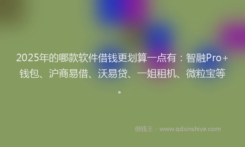 2025年的哪款软件借钱更划算一点有：智融Pro+钱包、沪商易借、沃易贷、一姐租机、微粒宝等。