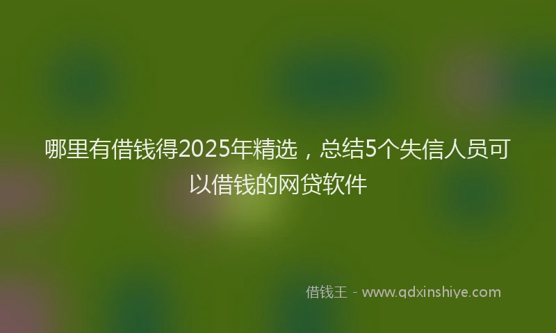 哪里有借钱得2025年精选，总结5个失信人员可以借钱的网贷软件