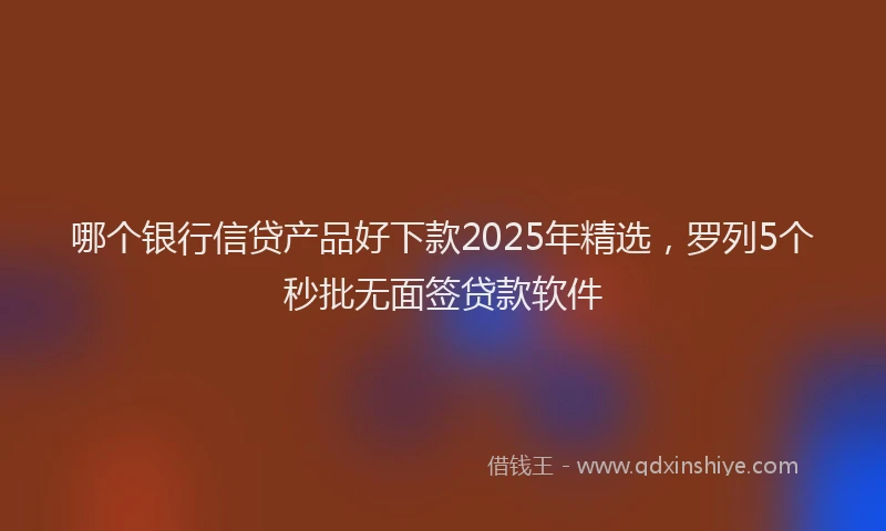 哪个银行信贷产品好下款2025年精选，罗列5个秒批无面签贷款软件