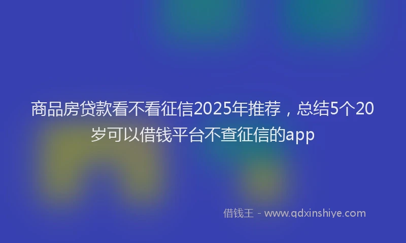 商品房贷款看不看征信2025年推荐，总结5个20岁可以借钱平台不查征信的app