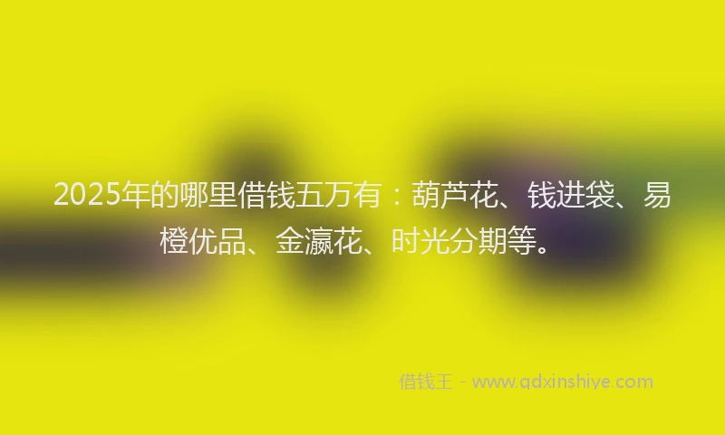 2025年的哪里借钱五万有：葫芦花、钱进袋、易橙优品、金瀛花、时光分期等。