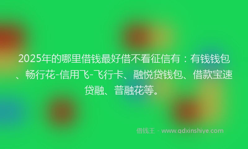 2025年的哪里借钱最好借不看征信有：有钱钱包、畅行花-信用飞-飞行卡、融悦贷钱包、借款宝速贷融、普融花等。