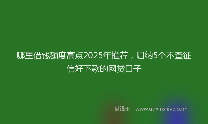 哪里借钱额度高点2025年推荐，归纳5个不查征信好下款的网贷口子