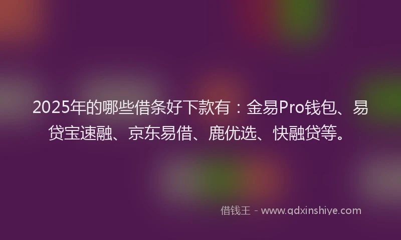 2025年的哪些借条好下款有：金易Pro钱包、易贷宝速融、京东易借、鹿优选、快融贷等。