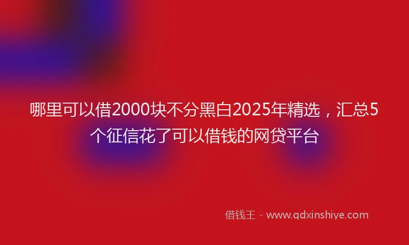 哪里可以借2000块不分黑白2025年精选，汇总5个征信花了可以借钱的网贷平台