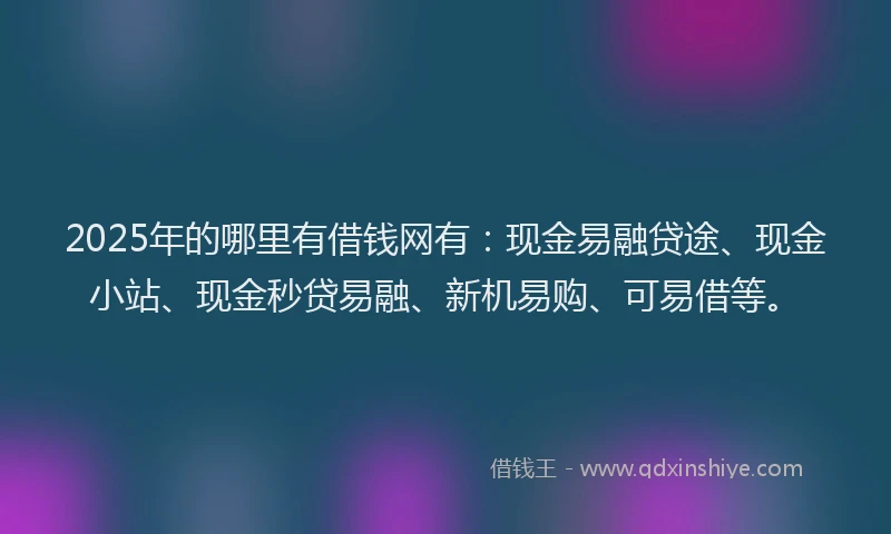 2025年的哪里有借钱网有：现金易融贷途、现金小站、现金秒贷易融、新机易购、可易借等。