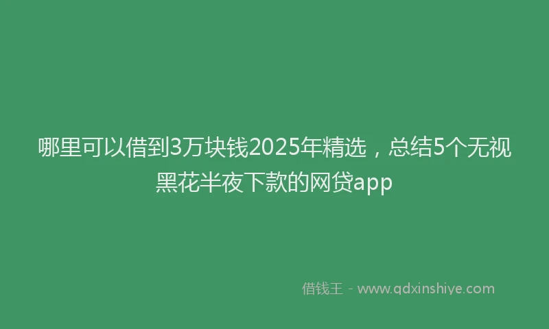 哪里可以借到3万块钱2025年精选，总结5个无视黑花半夜下款的网贷app