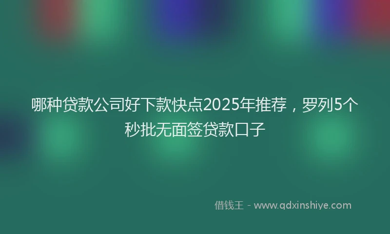 哪种贷款公司好下款快点2025年推荐，罗列5个秒批无面签贷款口子