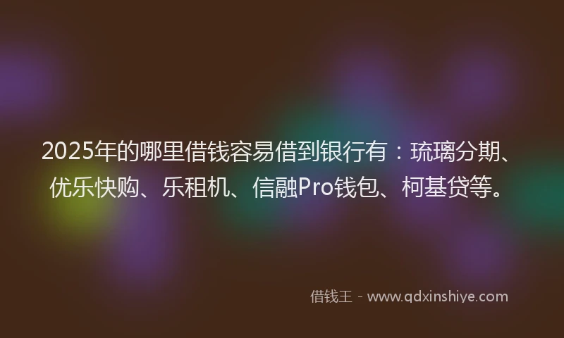 2025年的哪里借钱容易借到银行有：琉璃分期、优乐快购、乐租机、信融Pro钱包、柯基贷等。