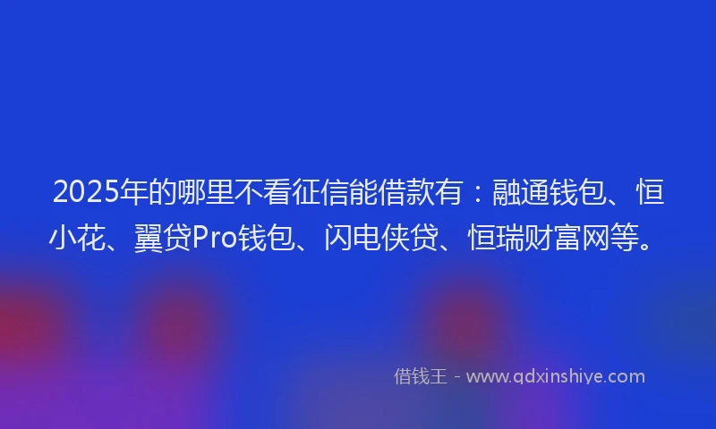 2025年的哪里不看征信能借款有：融通钱包、恒小花、翼贷Pro钱包、闪电侠贷、恒瑞财富网等。