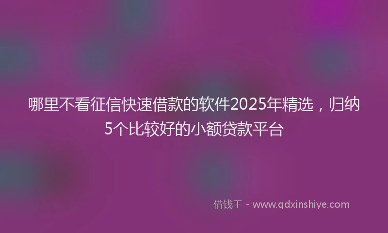 哪里不看征信快速借款的软件2025年精选，归纳5个比较好的小额贷款平台