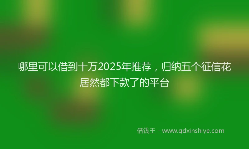 哪里可以借到十万2025年推荐，归纳五个征信花居然都下款了的平台