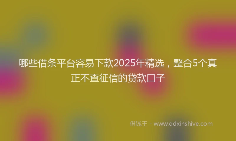 哪些借条平台容易下款2025年精选，整合5个真正不查征信的贷款口子
