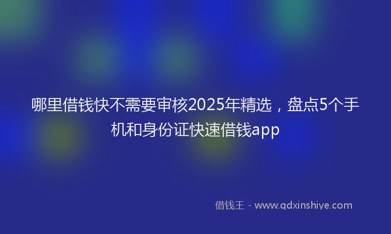 哪里借钱快不需要审核2025年精选，盘点5个手机和身份证快速借钱app