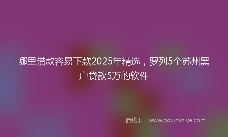 哪里借款容易下款2025年精选，罗列5个苏州黑户贷款5万的软件