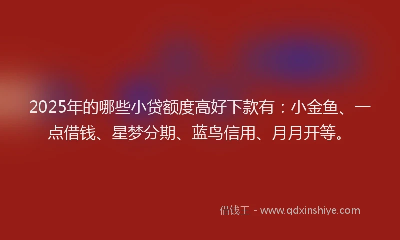 2025年的哪些小贷额度高好下款有：小金鱼、一点借钱、星梦分期、蓝鸟信用、月月开等。