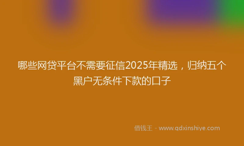 哪些网贷平台不需要征信2025年精选,归纳五个黑户无条件下款的口子