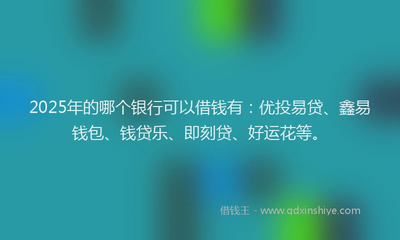 2025年的哪个银行可以借钱有：优投易贷、鑫易钱包、钱贷乐、即刻贷、好运花等。