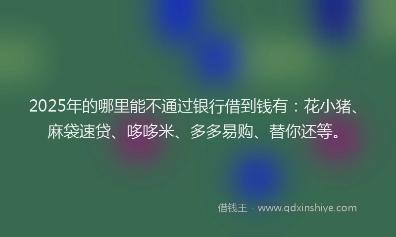 2025年的哪里能不通过银行借到钱有：花小猪、麻袋速贷、哆哆米、多多易购、替你还等。