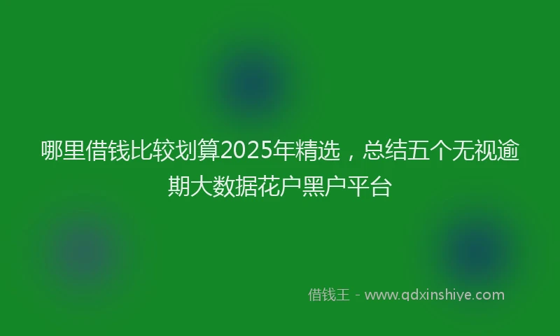 哪里借钱比较划算2025年精选，总结五个无视逾期大数据花户黑户平台