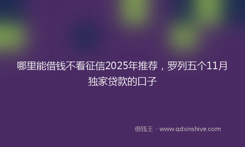 哪里能借钱不看征信2025年推荐，罗列五个11月独家贷款的口子