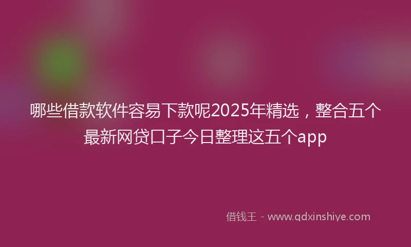 哪些借款软件容易下款呢2025年精选，整合五个最新网贷口子今日整理这五个app
