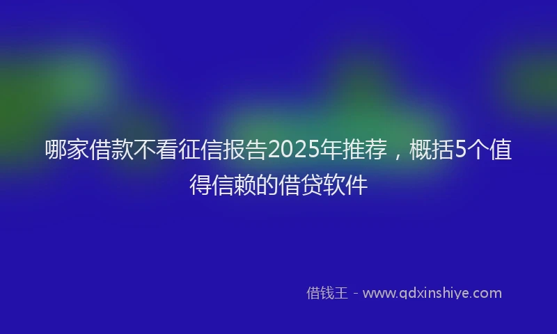 哪家借款不看征信报告2025年推荐，概括5个值得信赖的借贷软件