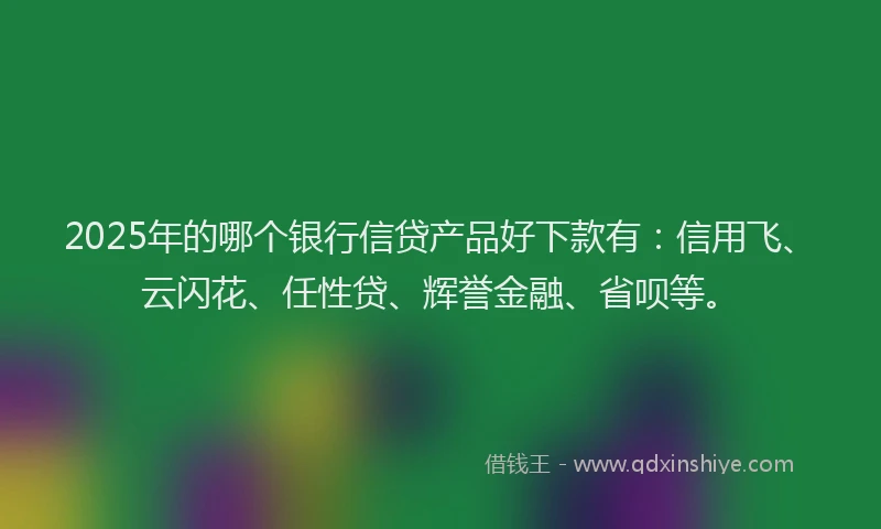 2025年的哪个银行信贷产品好下款有：信用飞、云闪花、任性贷、辉誉金融、省呗等。