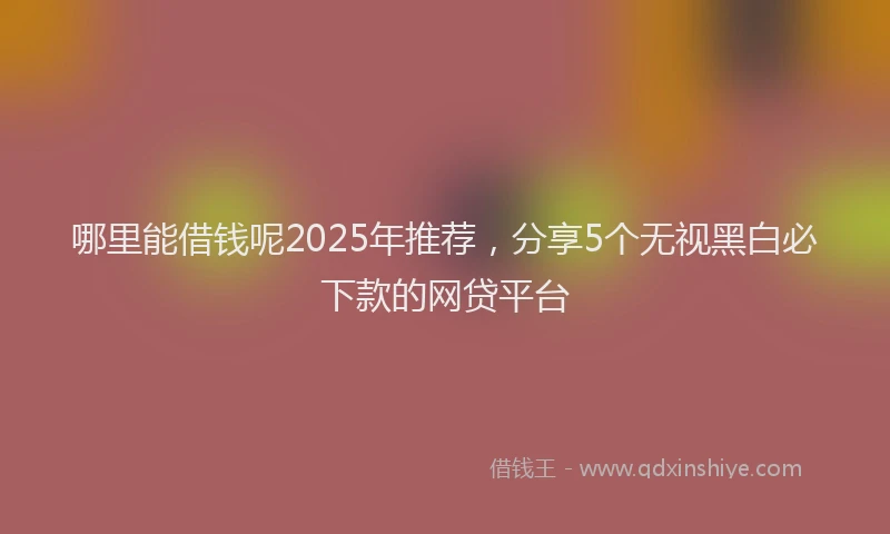 哪里能借钱呢2025年推荐，分享5个无视黑白必下款的网贷平台
