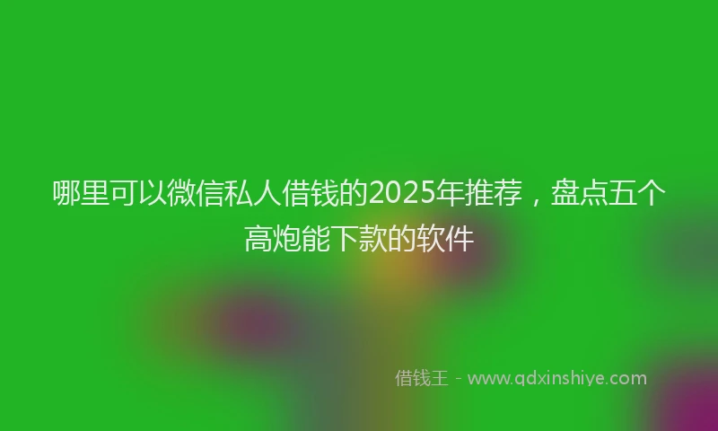 哪里可以微信私人借钱的2025年推荐，盘点五个高炮能下款的软件