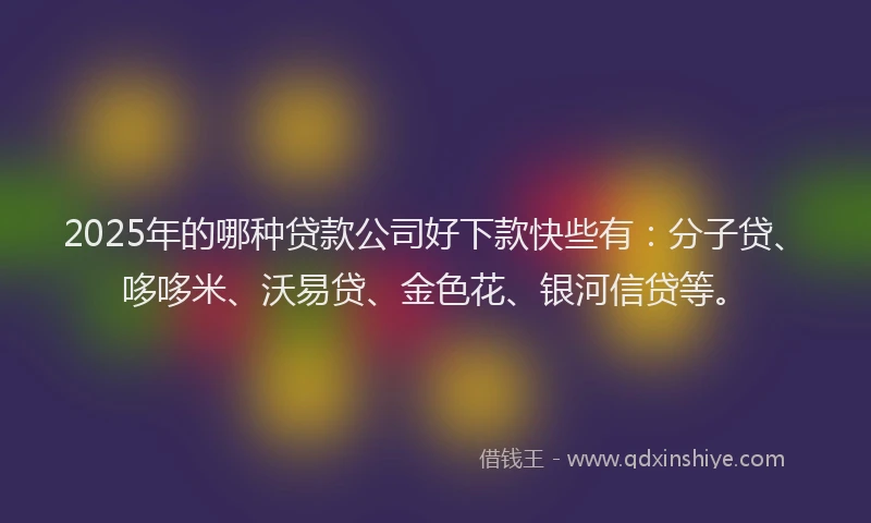 2025年的哪种贷款公司好下款快些有：分子贷、哆哆米、沃易贷、金色花、银河信贷等。