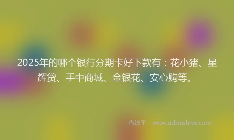 2025年的哪个银行分期卡好下款有：花小猪、星辉贷、手中商城、金银花、安心购等。