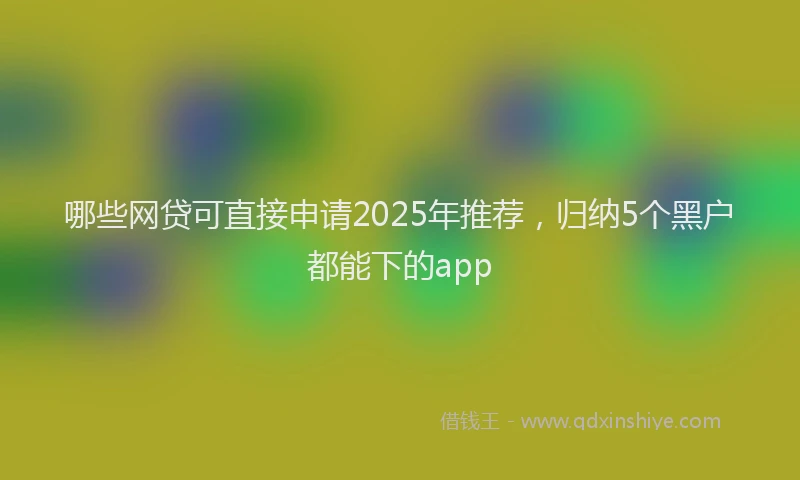 哪些网贷可直接申请2025年推荐，归纳5个黑户都能下的app
