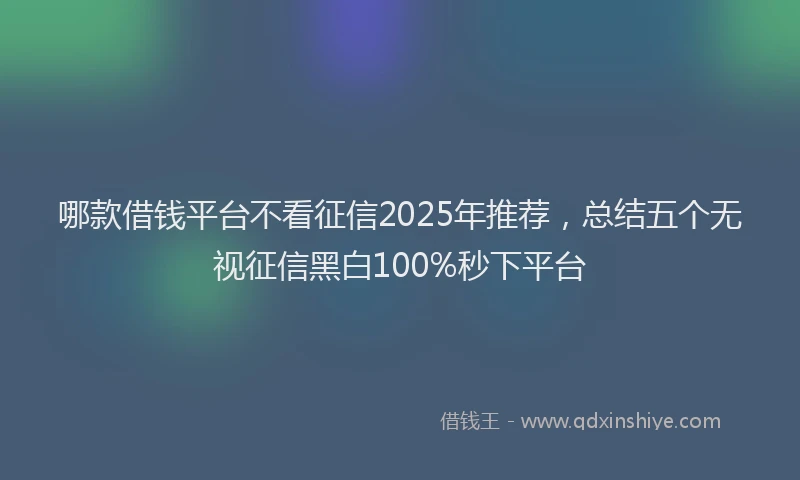 哪款借钱平台不看征信2025年推荐，总结五个无视征信黑白100%秒下平台