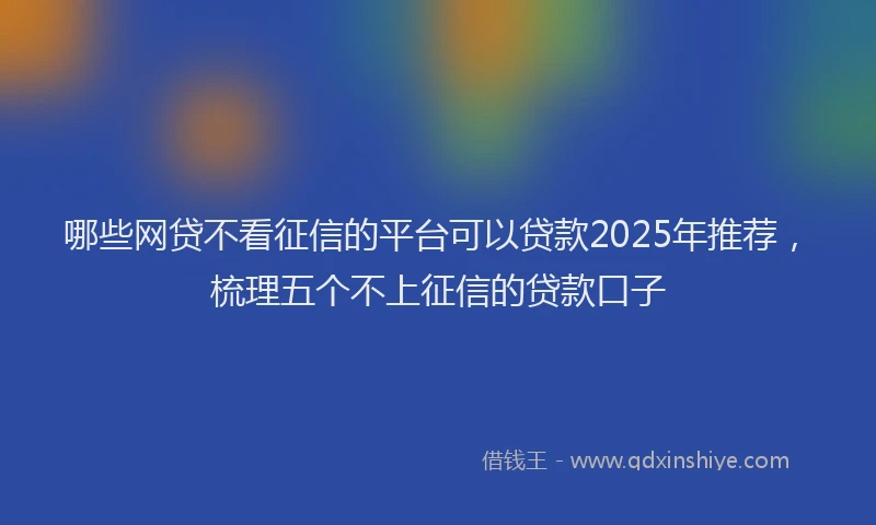 哪些网贷不看征信的平台可以贷款2025年推荐，梳理五个不上征信的贷款口子