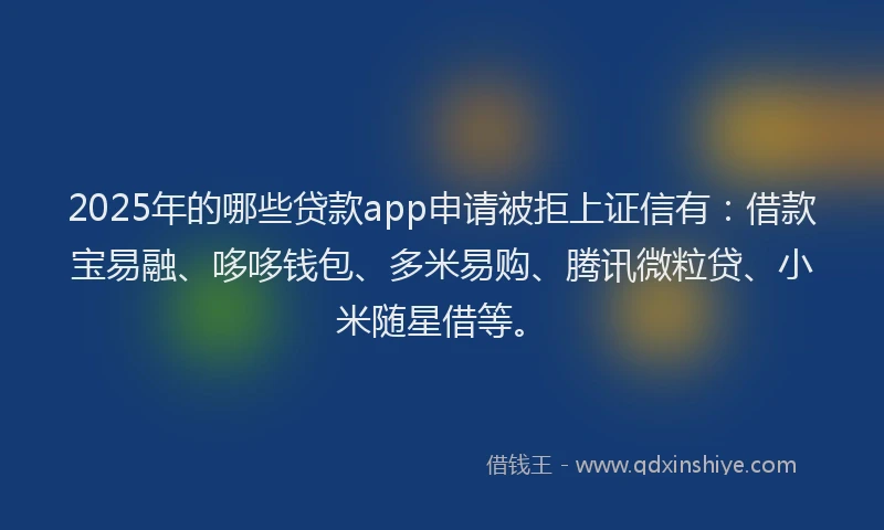 2025年的哪些贷款app申请被拒上证信有：借款宝易融、哆哆钱包、多米易购、腾讯微粒贷、小米随星借等。