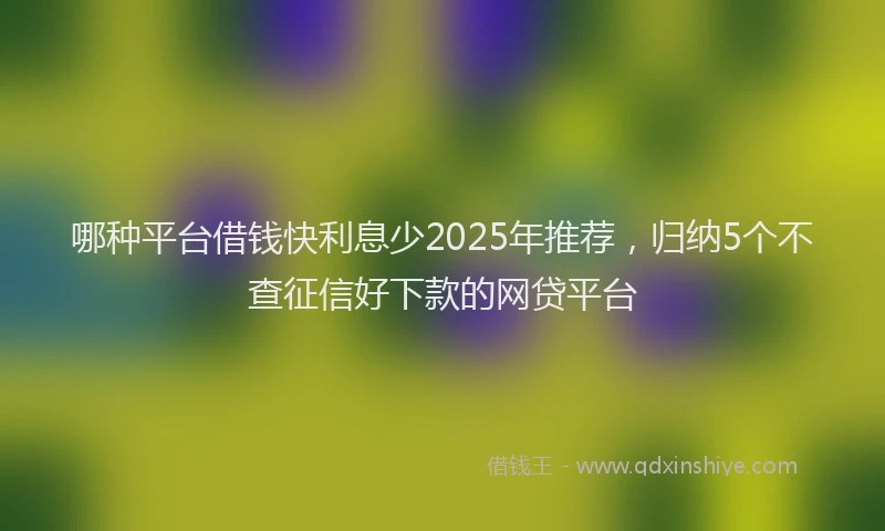 哪种平台借钱快利息少2025年推荐，归纳5个不查征信好下款的网贷平台