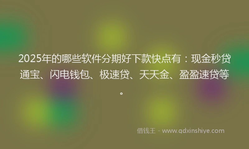 2025年的哪些软件分期好下款快点有：现金秒贷通宝、闪电钱包、极速贷、天天金、盈盈速贷等。