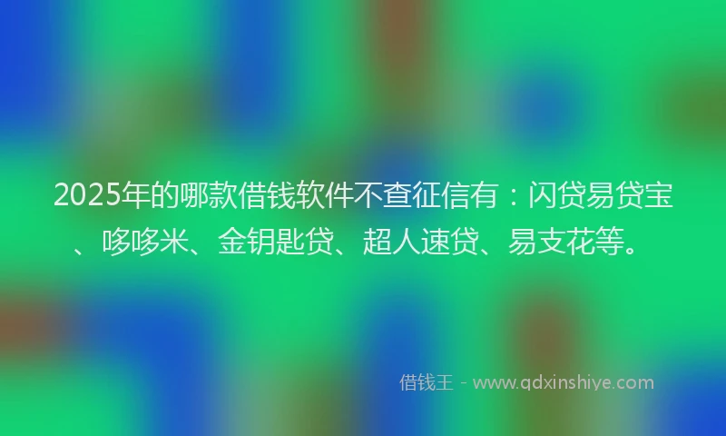 2025年的哪款借钱软件不查征信有：闪贷易贷宝、哆哆米、金钥匙贷、超人速贷、易支花等。