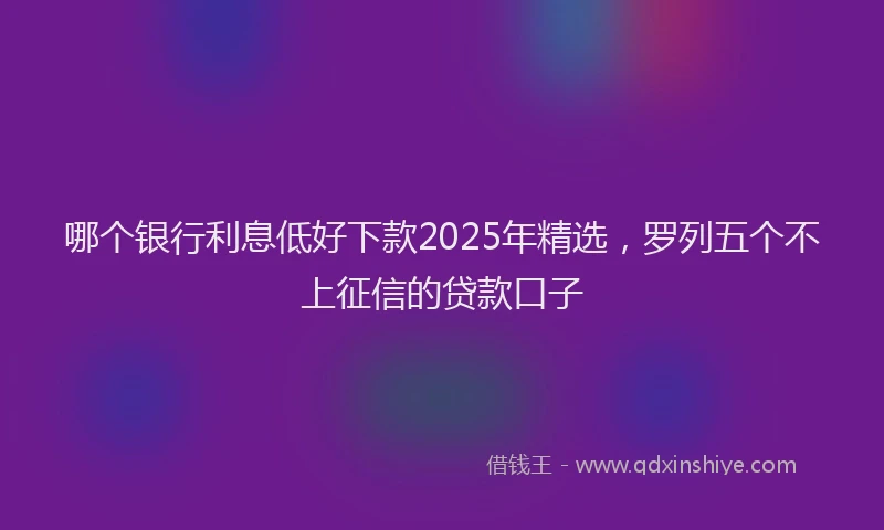 哪个银行利息低好下款2025年精选，罗列五个不上征信的贷款口子