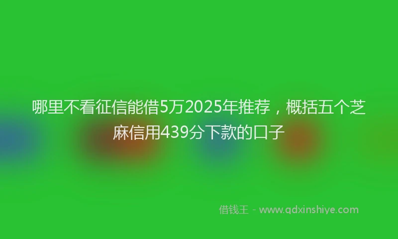 哪里不看征信能借5万2025年推荐，概括五个芝麻信用439分下款的口子