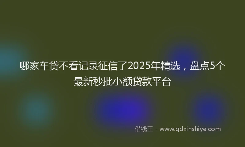 哪家车贷不看记录征信了2025年精选，盘点5个最新秒批小额贷款平台