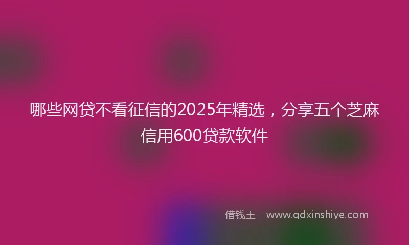 哪些网贷不看征信的2025年精选，分享五个芝麻信用600贷款软件