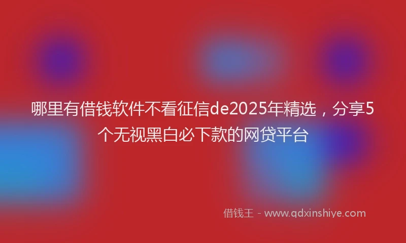 哪里有借钱软件不看征信de2025年精选,分享5个无视黑白必下款的网贷平台